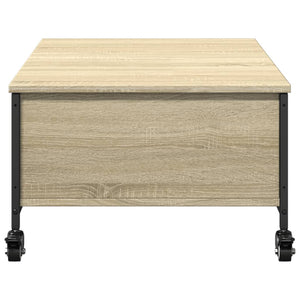 Τραπεζάκι Σαλονιού Ροδάκια Sonoma Δρυς 91x55x34 εκ. Επεξ. Ξύλο