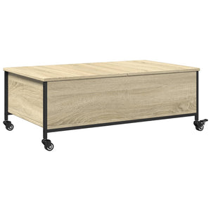 Τραπεζάκι Σαλονιού Ροδάκια Sonoma Δρυς 91x55x34 εκ. Επεξ. Ξύλο