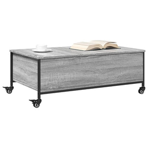 Τραπεζάκι Σαλονιού Ροδάκια Γκρι Sonoma 91x55x34 εκ. Επεξ. Ξύλο