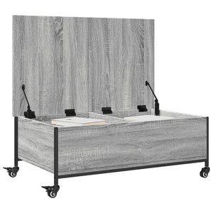 Τραπεζάκι Σαλονιού Ροδάκια Γκρι Sonoma 91x55x34 εκ. Επεξ. Ξύλο