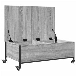 Τραπεζάκι Σαλονιού Ροδάκια Γκρι Sonoma 91x55x34 εκ. Επεξ. Ξύλο
