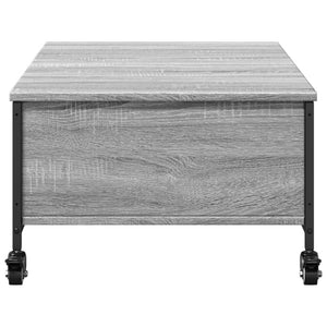 Τραπεζάκι Σαλονιού Ροδάκια Γκρι Sonoma 91x55x34 εκ. Επεξ. Ξύλο