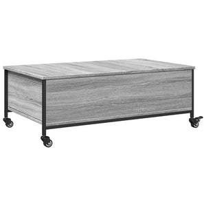 Τραπεζάκι Σαλονιού Ροδάκια Γκρι Sonoma 91x55x34 εκ. Επεξ. Ξύλο