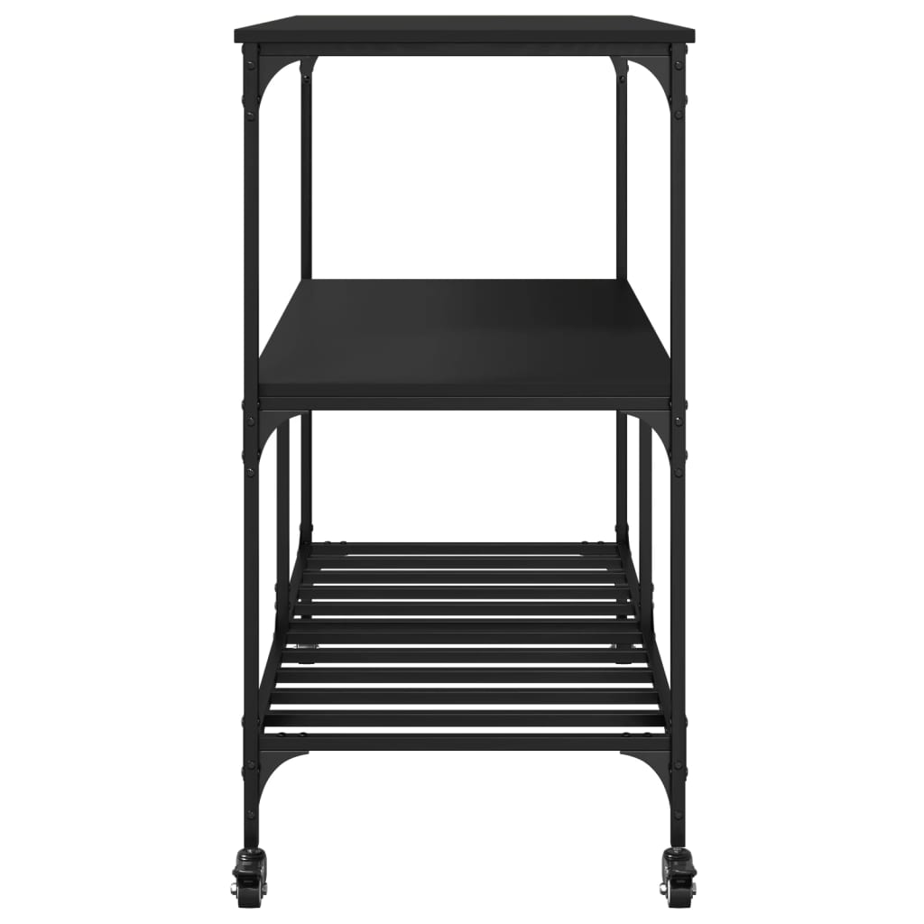 Τρόλεϊ Κουζίνας Μαύρο 100x50x95 εκ. από Επεξεργασμένο Ξύλο - Pakobazaar