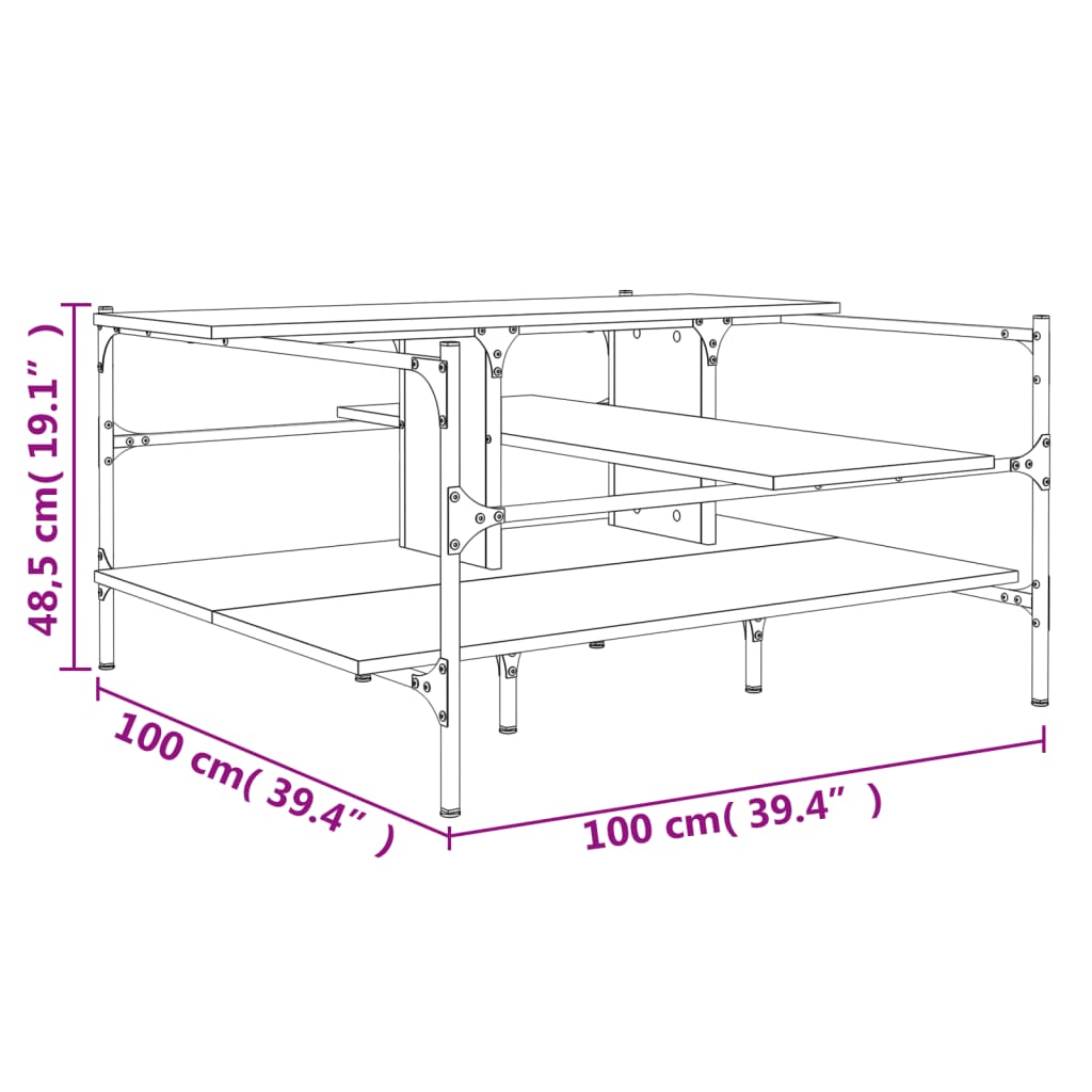 Τραπεζάκι Σαλονιού Καφέ Δρυς 100x100x48,5 εκ. Επεξεργασμ. Ξύλο