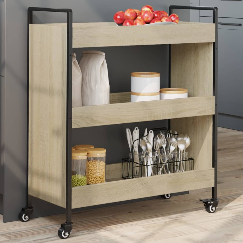 Τρόλεϊ Κουζίνας Sonoma Δρυς 70x30x82 εκ. από Επεξεργασμένο Ξύλο