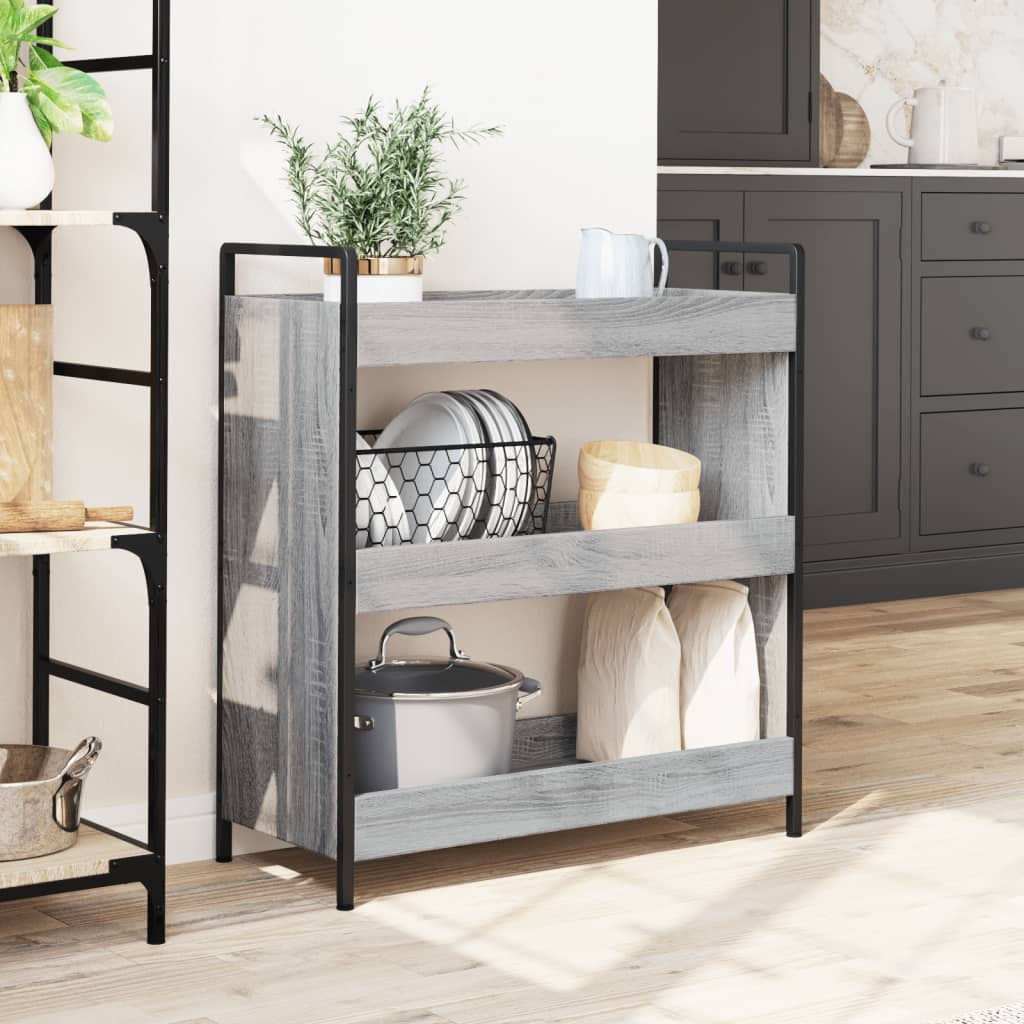 Τρόλεϊ Κουζίνας Sonoma Γκρι 70x30x82 εκ. από Επεξεργασμένο Ξύλο - Pakobazaar