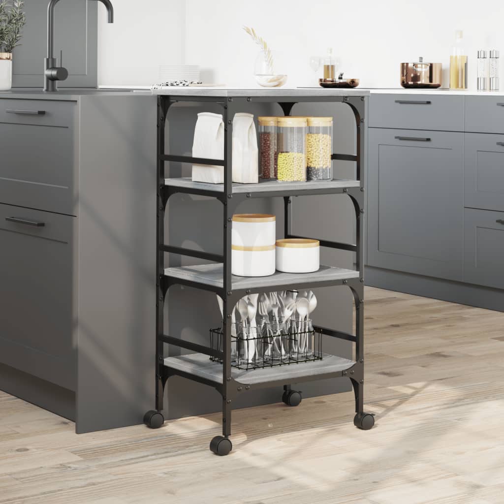 Τρόλεϊ Κουζίνας Sonoma Γκρι 45x35x89,5 εκ. Επεξεργασμένο Ξύλο - Pakobazaar