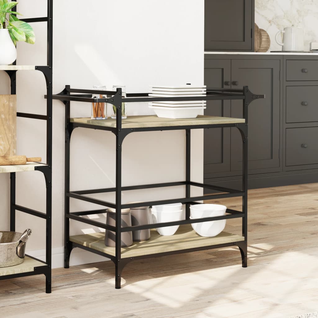 Τρόλεϊ Κουζίνας Sonoma Δρυς 82x40x78,5 εκ. Επεξεργασμένο Ξύλο