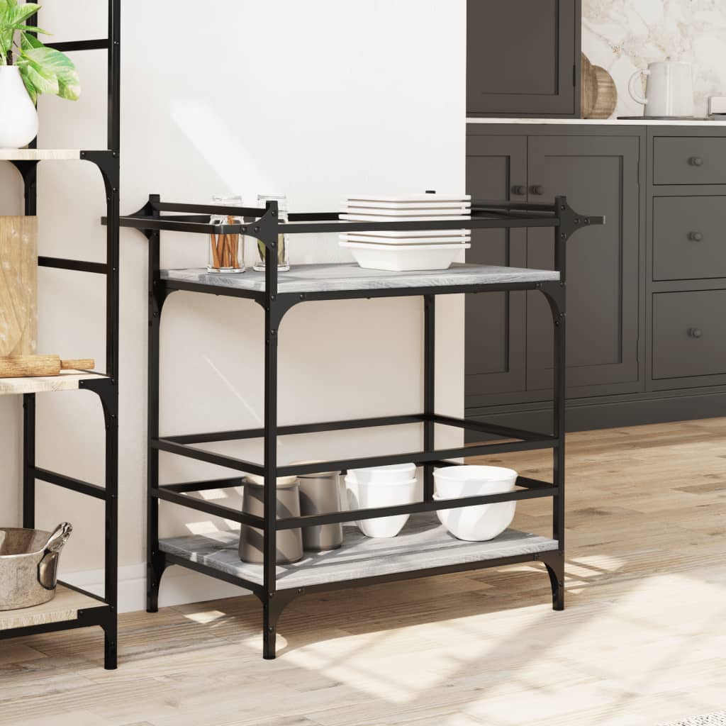 Τρόλεϊ Κουζίνας Sonoma Γκρι 82x40x78,5 εκ. Επεξεργασμένο Ξύλο