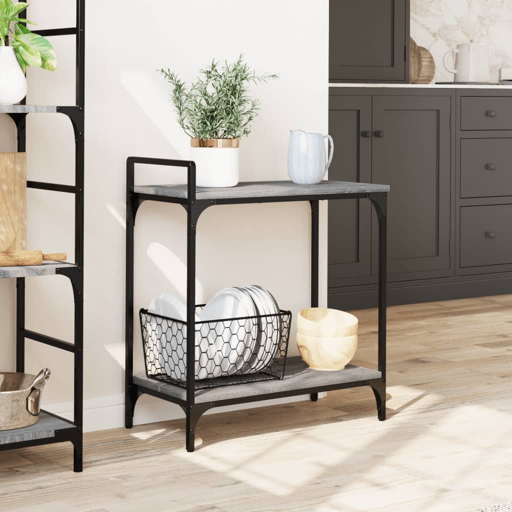 Τρόλεϊ Κουζίνας Sonoma Γκρι 60,5x31x72,5 εκ. Επεξεργασμένο Ξύλο
