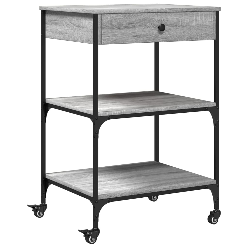 Τρόλεϊ Κουζίνας Sonoma Γκρι 60x48x89,5 εκ. Επεξεργασμένο Ξύλο - Pakobazaar