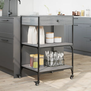 Τρόλεϊ Κουζίνας Sonoma Γκρι 60x48x89,5 εκ. Επεξεργασμένο Ξύλο - Pakobazaar