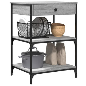 Τρόλεϊ Κουζίνας Sonoma Γκρι 60x48x89,5 εκ. Επεξεργασμένο Ξύλο - Pakobazaar