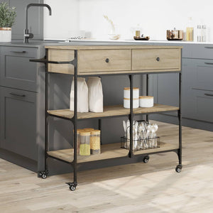 Τρόλεϊ Κουζίνας Sonoma Δρυς 105x42x95 εκ. Επεξεργασμένο Ξύλο