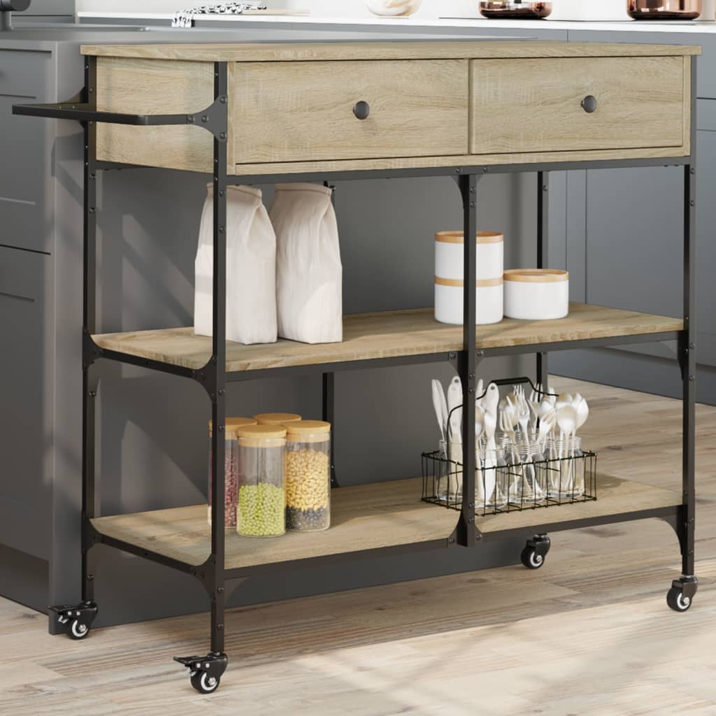Τρόλεϊ Κουζίνας Sonoma Δρυς 105x42x95 εκ. Επεξεργασμένο Ξύλο - Pakobazaar