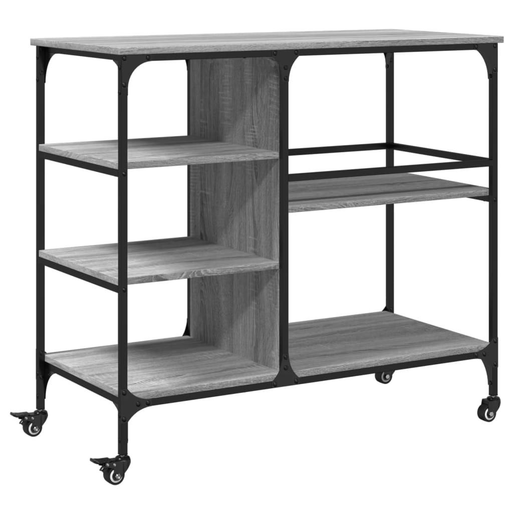 Τρόλεϊ Κουζίνας Sonoma Γκρι 100x45x89,5 εκ. Επεξεργασμένο Ξύλο