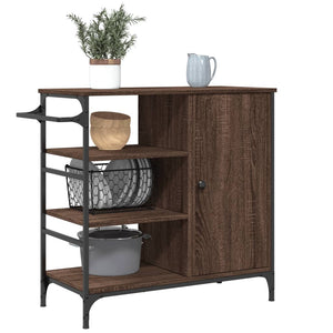 Τρόλεϊ Κουζίνας Καφέ Δρυς 87,5x38,5x84,5 εκ. Επεξ. Ξύλο