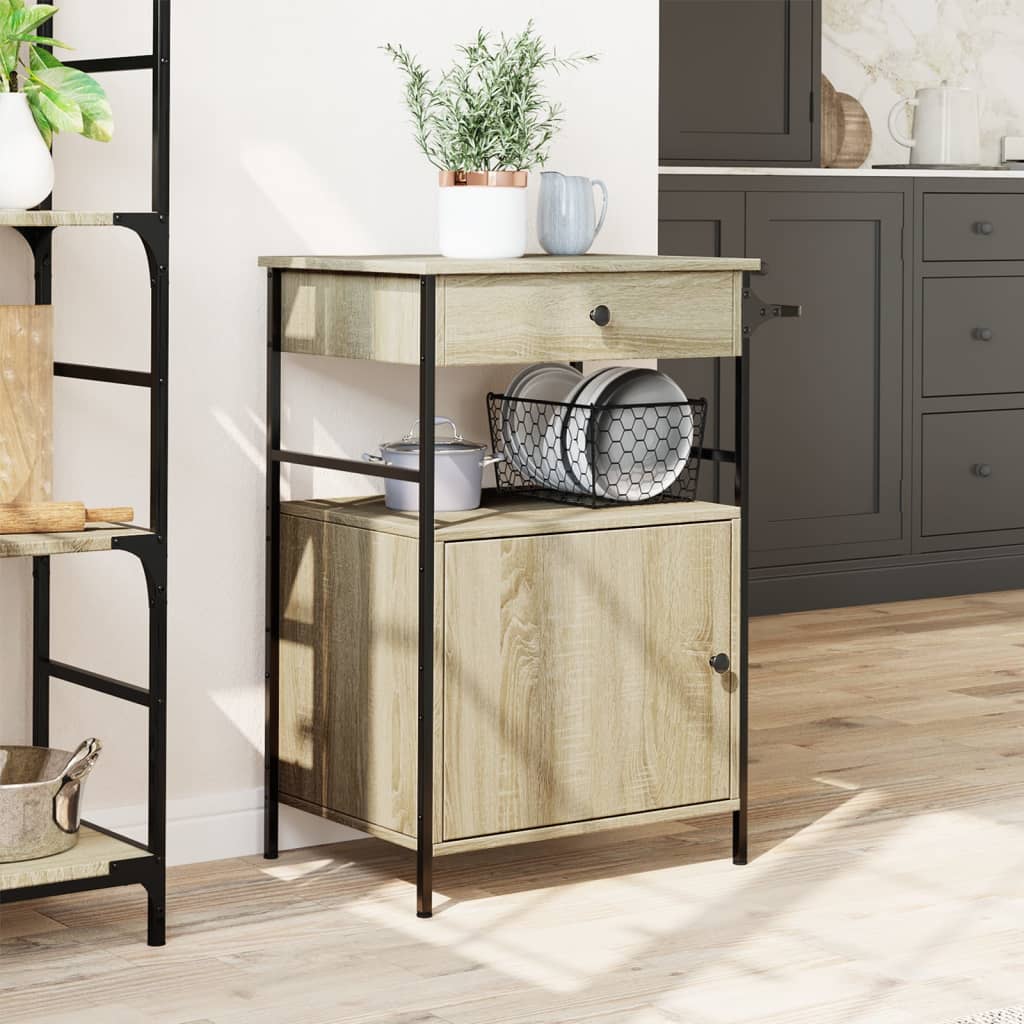 Τρόλεϊ Κουζίνας Sonoma Δρυς 56x43x89,5 εκ. Επεξεργασμένο Ξύλο