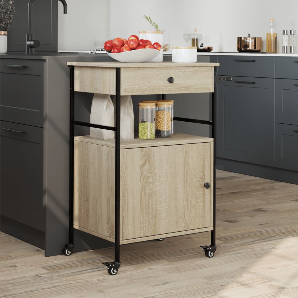 Τρόλεϊ Κουζίνας Sonoma Δρυς 56x43x89,5 εκ. Επεξεργασμένο Ξύλο