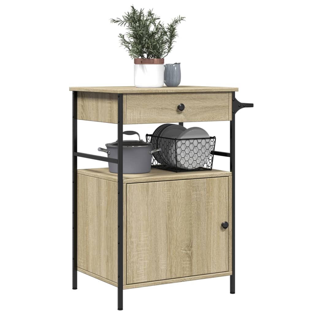 Τρόλεϊ Κουζίνας Sonoma Δρυς 56x43x89,5 εκ. Επεξεργασμένο Ξύλο