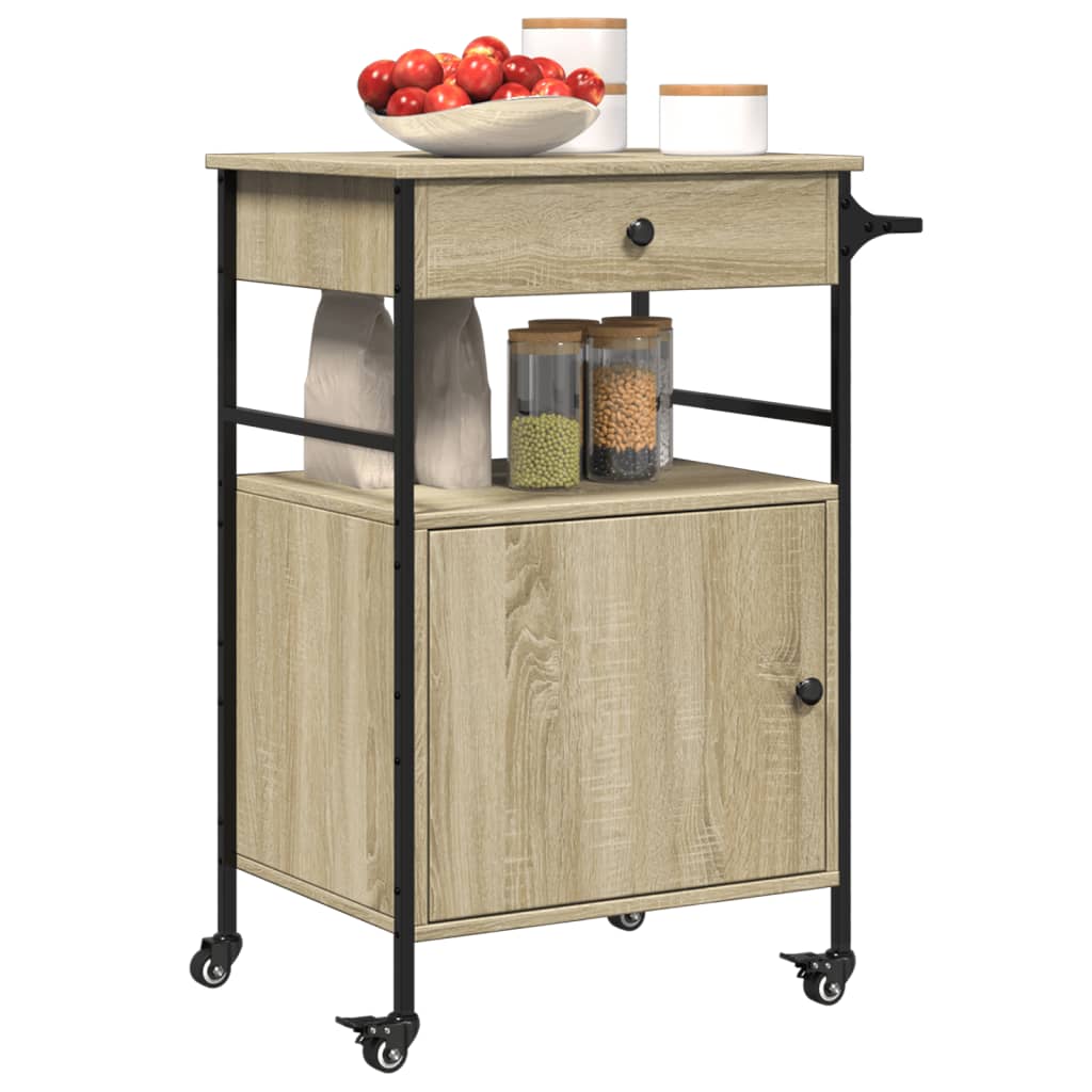 Τρόλεϊ Κουζίνας Sonoma Δρυς 56x43x89,5 εκ. Επεξεργασμένο Ξύλο