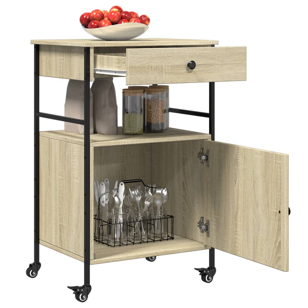 Τρόλεϊ Κουζίνας Sonoma Δρυς 56x43x89,5 εκ. Επεξεργασμένο Ξύλο