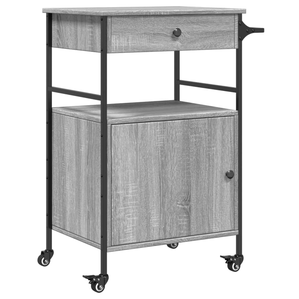 Τρόλεϊ Κουζίνας Sonoma Γκρι 56x43x89,5 εκ. Επεξεργασμένο Ξύλο
