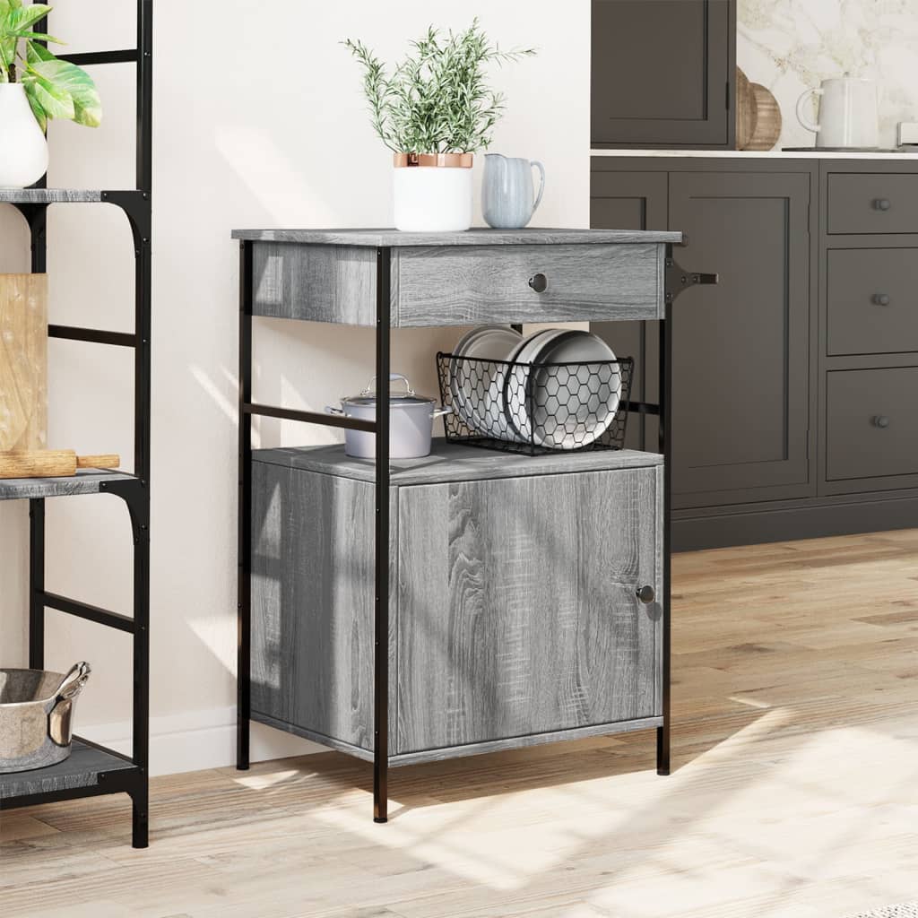 Τρόλεϊ Κουζίνας Sonoma Γκρι 56x43x89,5 εκ. Επεξεργασμένο Ξύλο