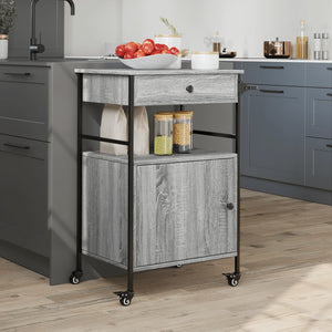 Τρόλεϊ Κουζίνας Sonoma Γκρι 56x43x89,5 εκ. Επεξεργασμένο Ξύλο