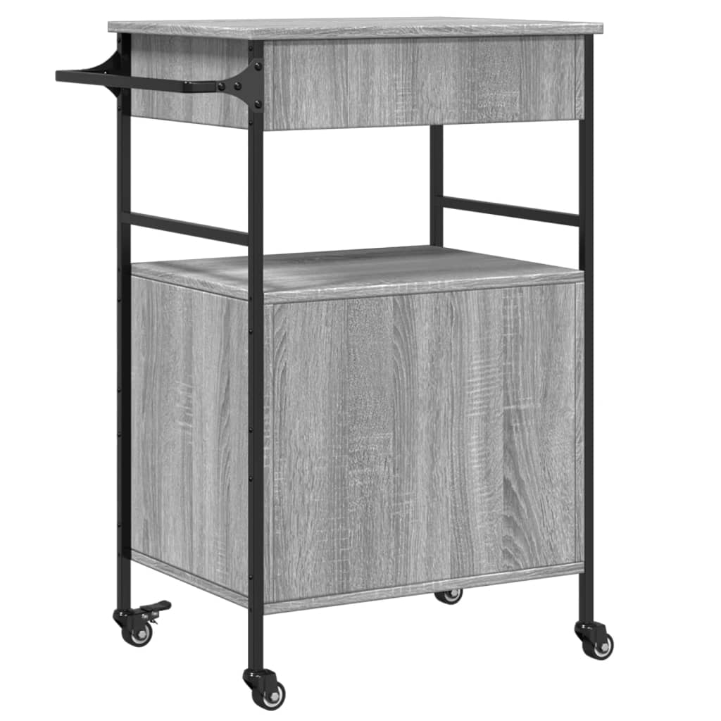 Τρόλεϊ Κουζίνας Sonoma Γκρι 56x43x89,5 εκ. Επεξεργασμένο Ξύλο