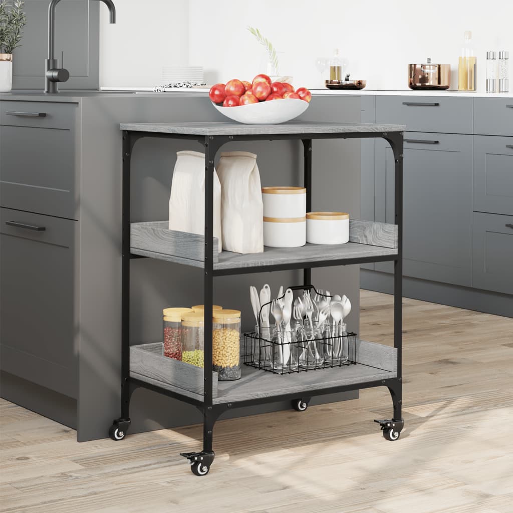 Τρόλεϊ Κουζίνας Sonoma Γκρι 60x41x80,5 εκ. Επεξεργασμένο Ξύλο - Pakobazaar