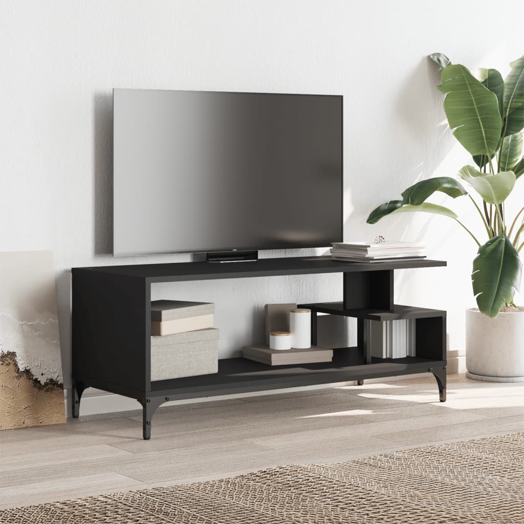 Έπιπλο TV Μαύρο 102x40x41εκ Επ Ξύλο/Ατσάλι Ηλ Βαφή Πούδρα