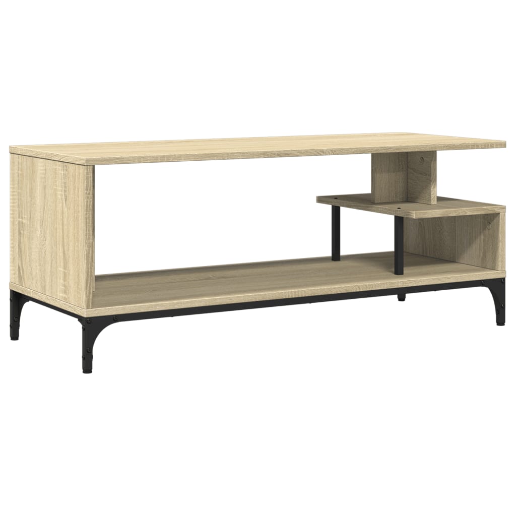 Έπιπλο TV Sonoma Δρυς 102x40x41εκ Επ Ξύλο/Ατσάλι Ηλ Βαφή Πούδρα - Pakobazaar