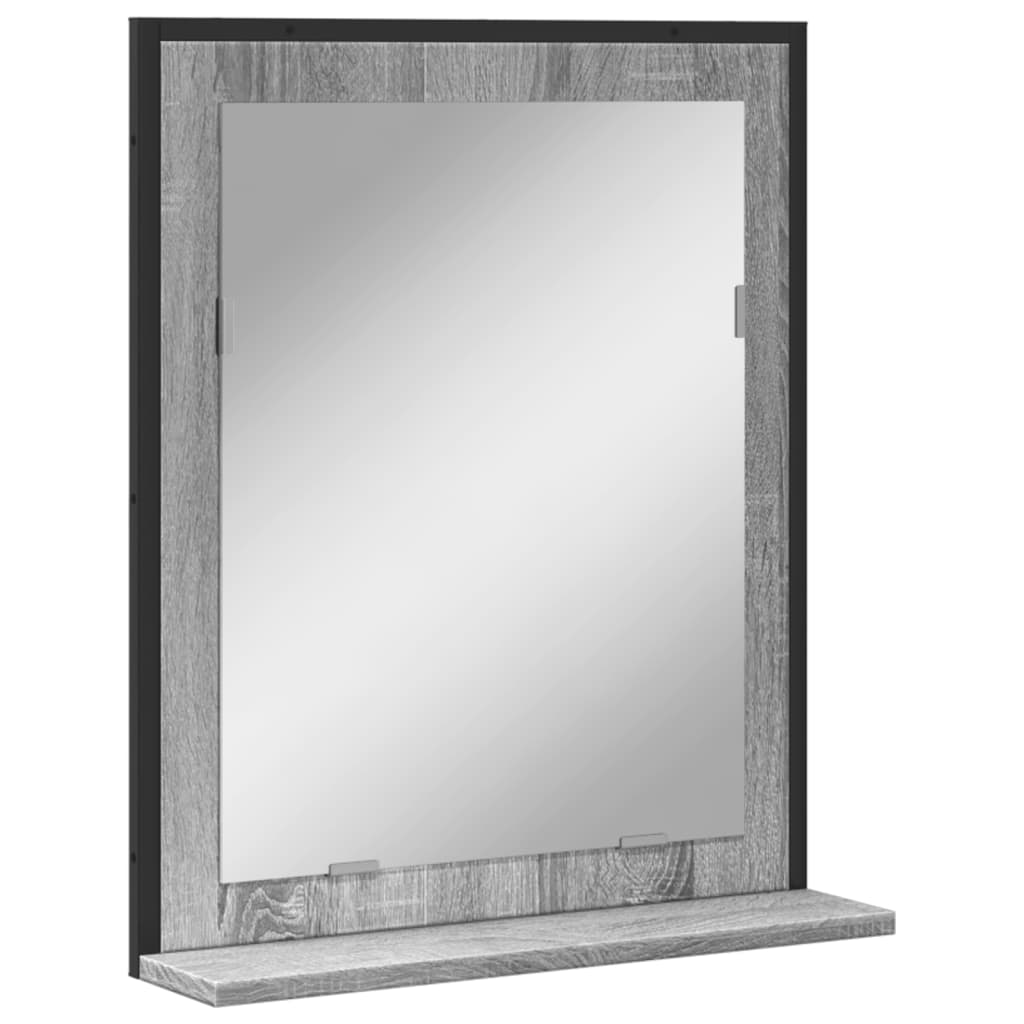 Καθρέφτης Μπάνιου με Ράφι Γκρι Sonoma 50x12x60 εκ. Επεξ. Ξύλο - Pakobazaar