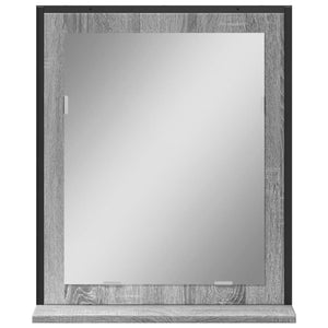 Καθρέφτης Μπάνιου με Ράφι Γκρι Sonoma 50x12x60 εκ. Επεξ. Ξύλο - Pakobazaar