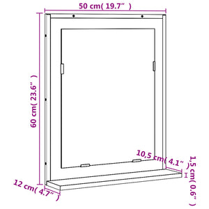 Καθρέφτης Μπάνιου με Ράφι Γκρι Sonoma 50x12x60 εκ. Επεξ. Ξύλο - Pakobazaar