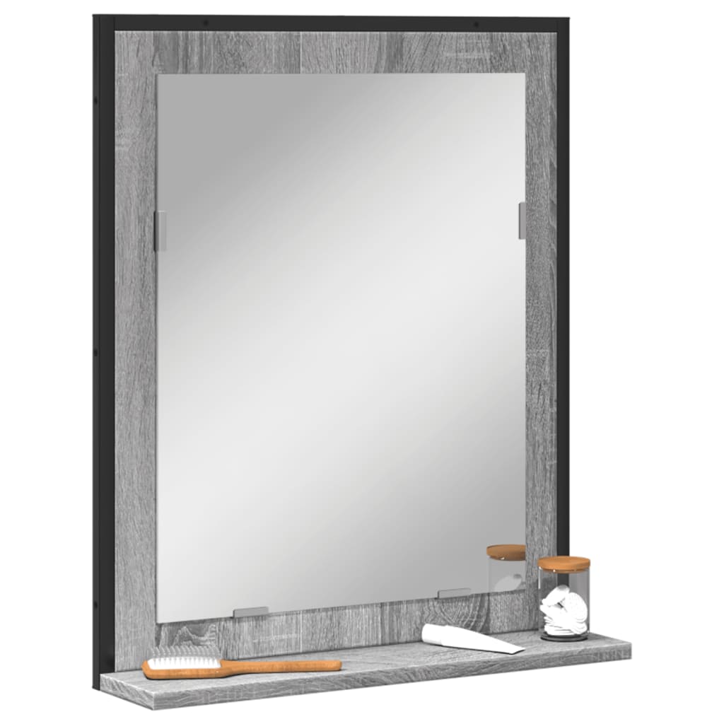 Καθρέφτης Μπάνιου με Ράφι Γκρι Sonoma 50x12x60 εκ. Επεξ. Ξύλο - Pakobazaar