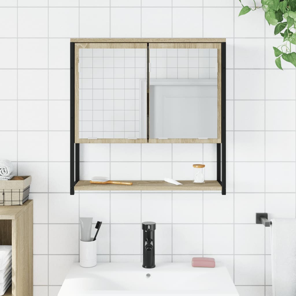 Καθρέφτης Μπάνιου Ντουλάπι Sonoma Δρυς 60x16x60 εκ. Επεξ. Ξύλο