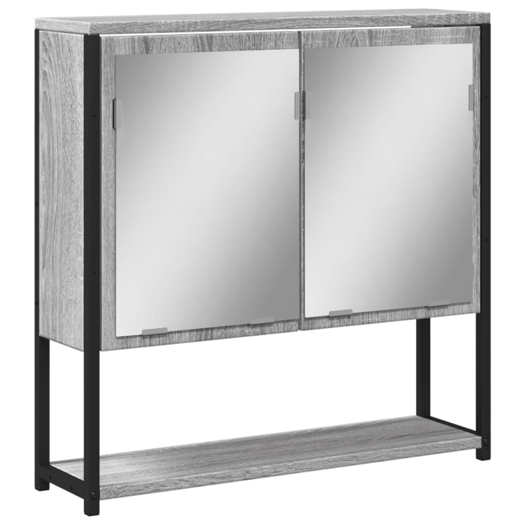 Καθρέφτης Μπάνιου Ντουλάπι Γκρι Sonoma 60x16x60 εκ Επεξ. Ξύλο