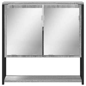 Καθρέφτης Μπάνιου Ντουλάπι Γκρι Sonoma 60x16x60 εκ Επεξ. Ξύλο