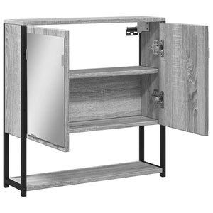 Καθρέφτης Μπάνιου Ντουλάπι Γκρι Sonoma 60x16x60 εκ Επεξ. Ξύλο