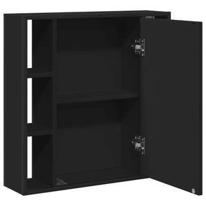 Καθρέφτης Μπάνιου με Ντουλάπι Μαύρος 60x16x60 εκ. Επεξ. Ξύλο