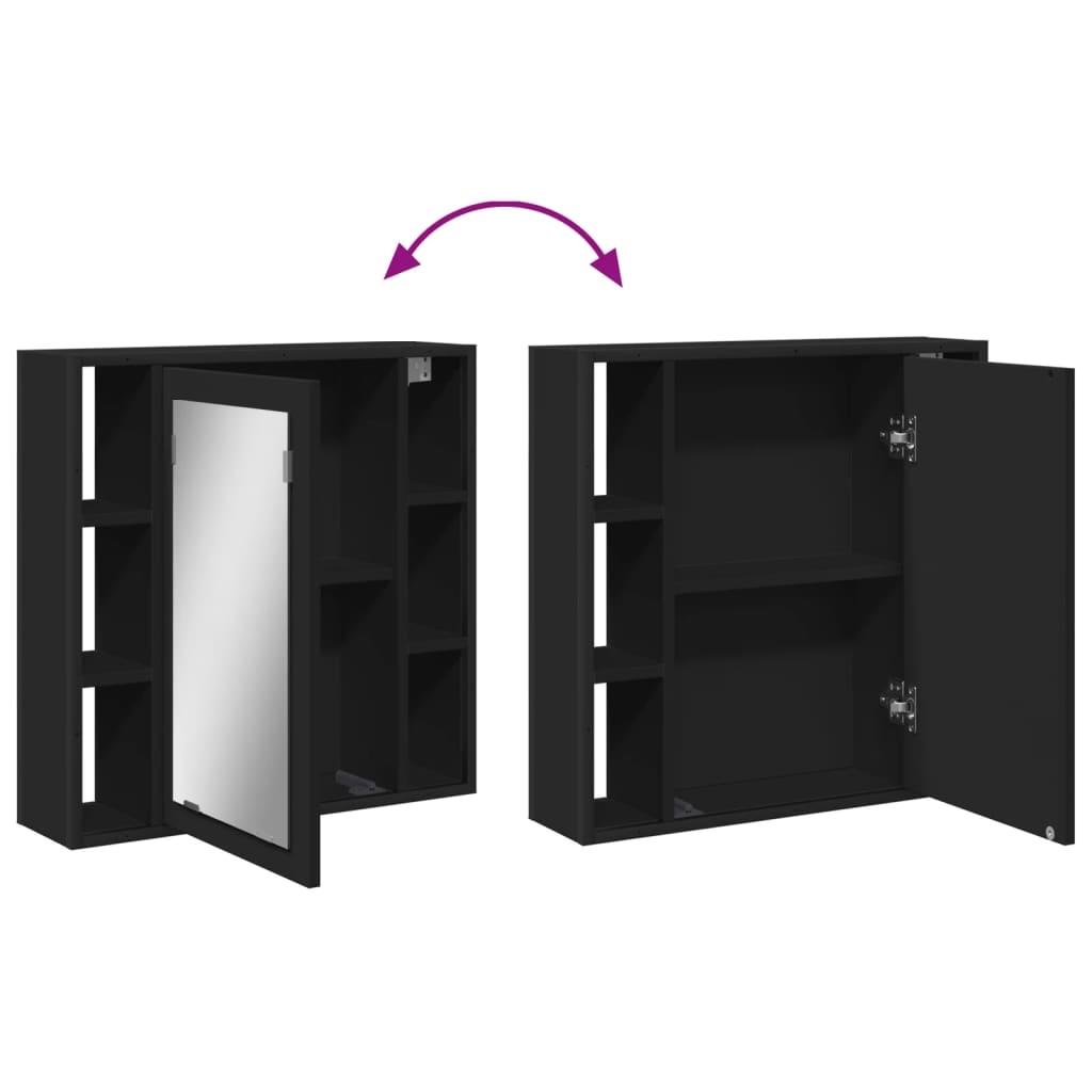 Καθρέφτης Μπάνιου με Ντουλάπι Μαύρος 60x16x60 εκ. Επεξ. Ξύλο