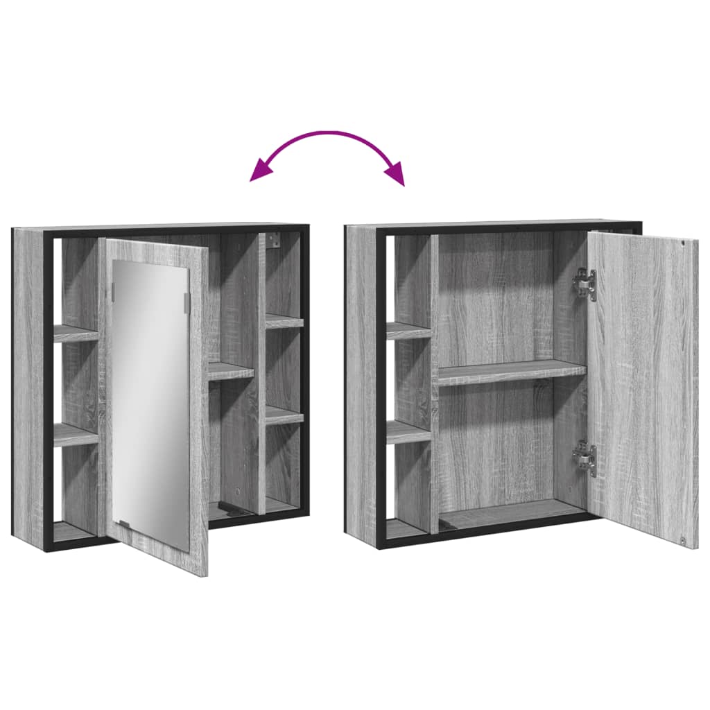 Καθρέφτης Μπάνιου Ντουλάπι Γκρι Sonoma 60x16x60 εκ Επεξ. Ξύλο - Pakobazaar