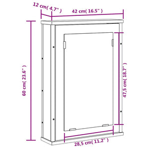 Καθρέφτης Μπάνιου με Ντουλάπι Μαύρος 42x12x60 εκ. Επεξ. Ξύλο