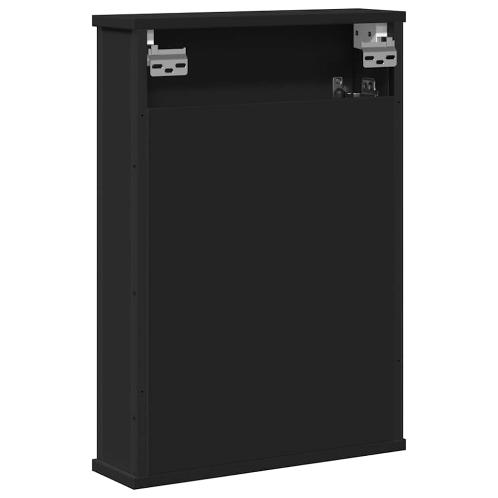 Καθρέφτης Μπάνιου με Ντουλάπι Μαύρος 42x12x60 εκ. Επεξ. Ξύλο