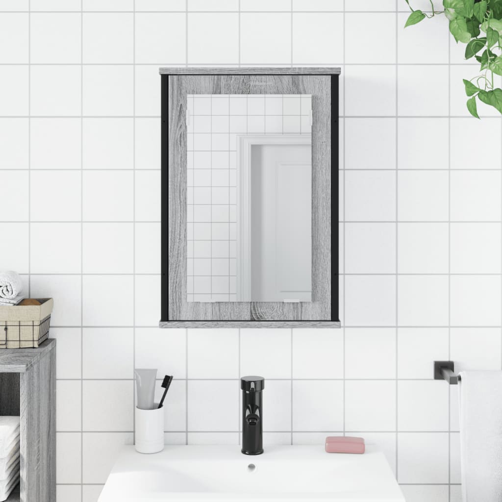 Καθρέφτης Μπάνιου Ντουλάπι Γκρι Sonoma 42x12x60 εκ Επεξ. Ξύλο - Pakobazaar