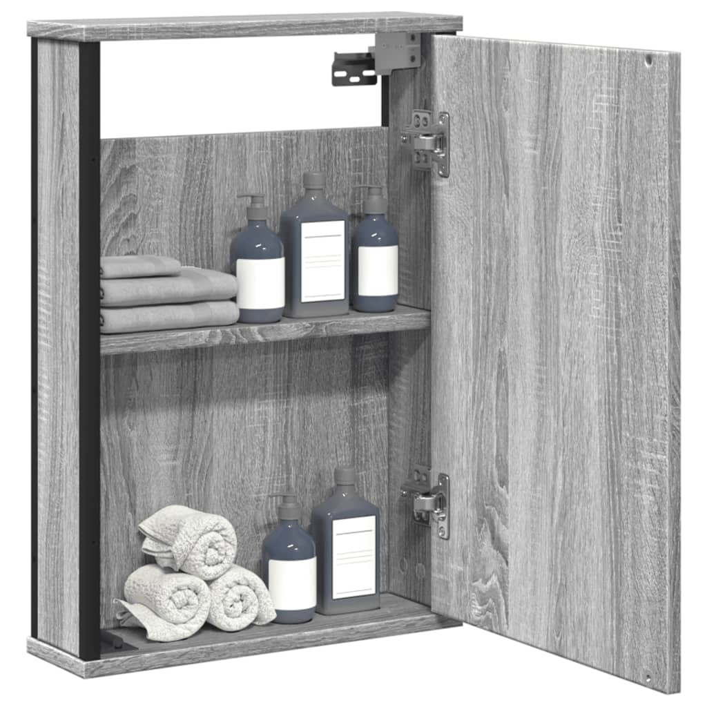 Καθρέφτης Μπάνιου Ντουλάπι Γκρι Sonoma 42x12x60 εκ Επεξ. Ξύλο - Pakobazaar