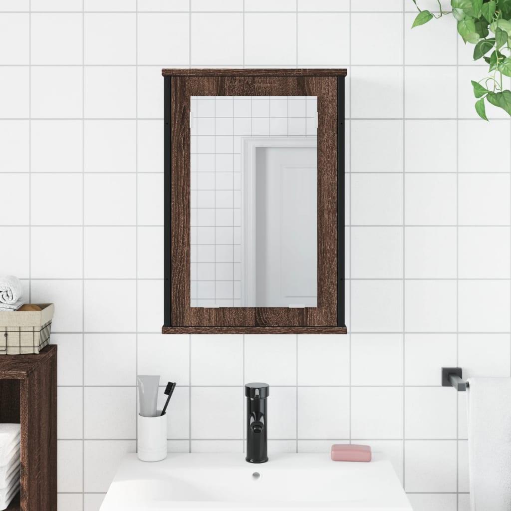 Καθρέφτης Μπάνιου Ντουλάπι Καφέ Δρυς 42x12x60 εκ. Επεξεργ. Ξύλο - Pakobazaar